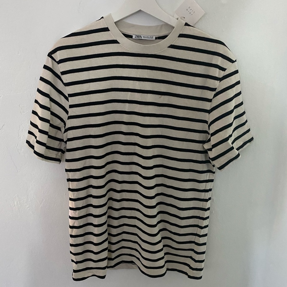 Zara Black & White Striped Shirt